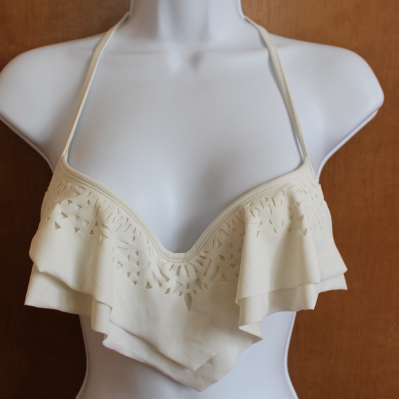PINK Victoria's Secret Other - PINK Victoria Secret Ruffled Cream Bikini Top XS